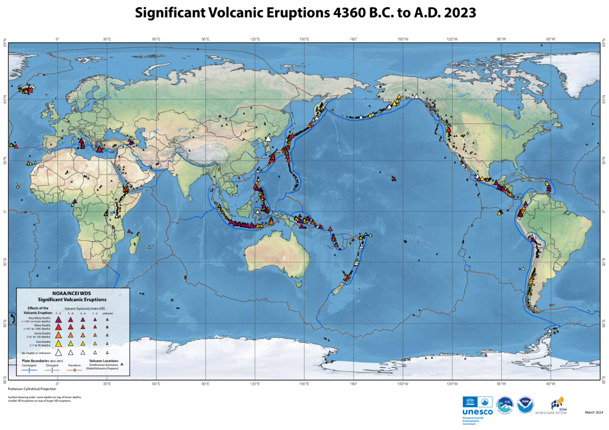 Volcanic Eruptions Poster 4360 B.C. to A.D. 2023 Volcanic Eruptions Poster 4360 B.C. to A.D. 2023