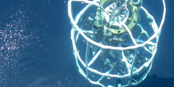Photo of a CTD device in the Gulf of Mexico from NOAA