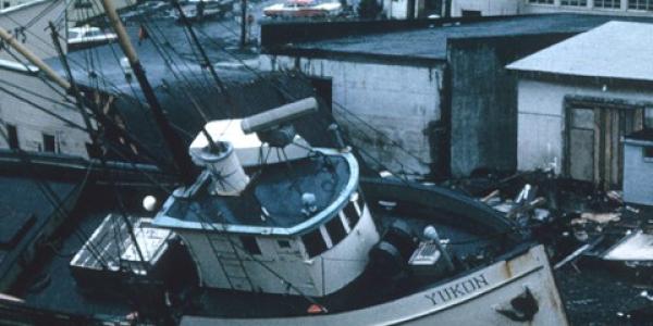Great Alaska Earthquake destruction in Kodiak, Alaska
