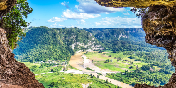  Image from the inside of Cueva Ventana overlooking the Río Grande de Arecibo valley in Arecibo, Puerto Rico. 