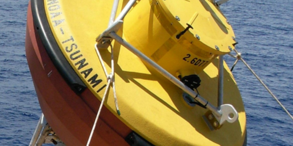 Image of NOAA tsunami detection DART buoy.
