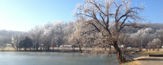 Photo of frost on an Arkansas lake in winter Photo of frost on an Arkansas lake in winter