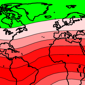 Multi-color map of Real-Time High Definition Geomagnetic Model field and dip disturbance
