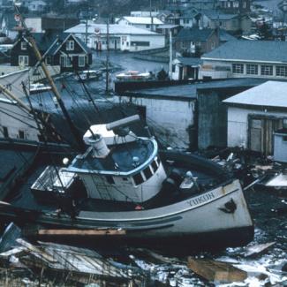 Great Alaska Earthquake destruction in Kodiak, Alaska
