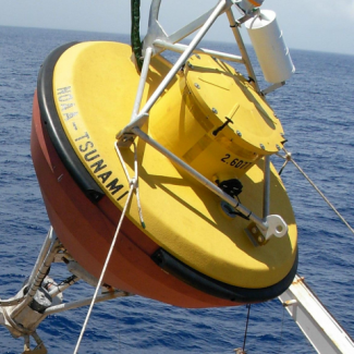 Image of NOAA tsunami detection DART buoy.