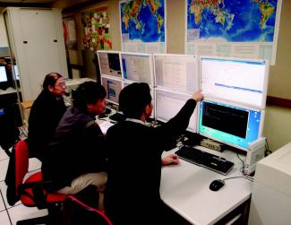 Photo of Hong Kong Observatory with Natural Hazards Posters