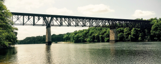 Photo of a rail bridge over the Mississippi River Photo of a rail bridge over the Mississippi River