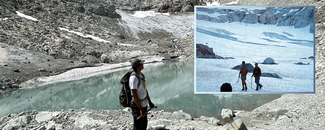 These images show the Ice Worm Glacier in the North Cascade mountains of Washington, U.S., which was under continuous annual monitoring from 1984 onward and disappeared in 2023. Large photo: The location of the former Ice Worm Glacier on August 13, 2023. Inset photo: Ice Worm Glacier on August 16, 1986. These images show the Ice Worm Glacier in the North Cascade mountains of Washington, U.S., which was under continuous annual monitoring from 1984 onward and disappeared in 2023. Large photo: The location of the former Ice Worm Glacier on August 13, 2023. Inset photo: Ice Worm Glacier on August 16, 1986.