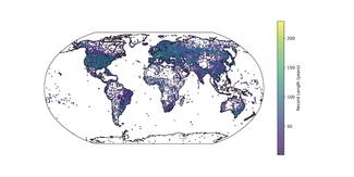 Global map depicting the location of GHCNh stations and their period of record. Global map depicting the location of GHCNh stations and their period of record.
