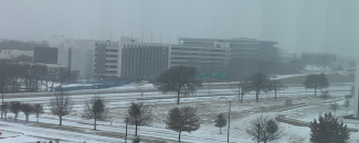 Snow covers roadways near HWY 360 south of DFW Airport Snow covers roadways near HWY 360 south of DFW Airport