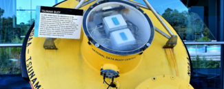 Image of NOAA tsunami detection DART buoy. Image of NOAA tsunami detection DART buoy.