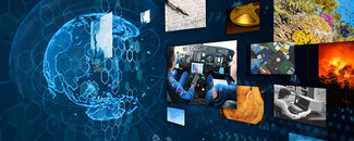 Photo collage of different types of environmental data Photo collage of different types of environmental data
