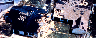 Photo of damage from Hurricane Andrew in 1992 Photo of damage from Hurricane Andrew in 1992