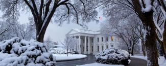 Photo of snow blanketing the White House south grounds on February 3, 2010 Photo of snow blanketing the White House south grounds on February 3, 2010