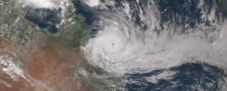 Satellite image of tropical cyclone Debbie near Australia on March 27, 2017 Satellite image of tropical cyclone Debbie near Australia on March 27, 2017