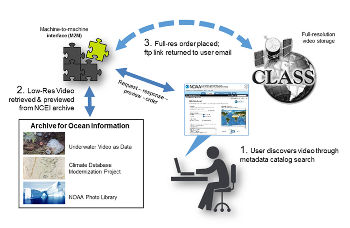 Graphic showing stages of the OER video data management process Graphic showing stages of the OER video data management process
