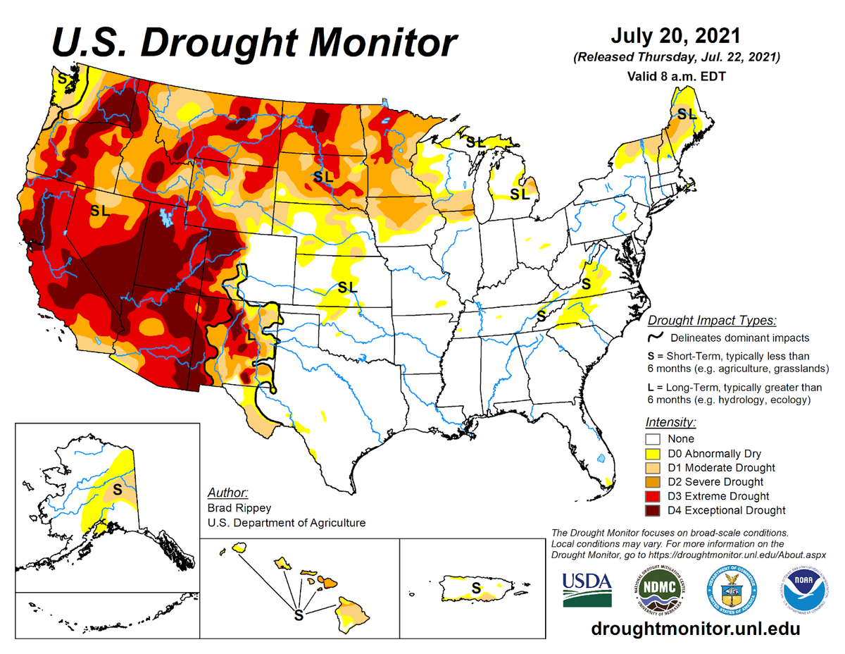 United States Drought Monitor for July 20, 2021 United States Drought Monitor for July 20, 2021